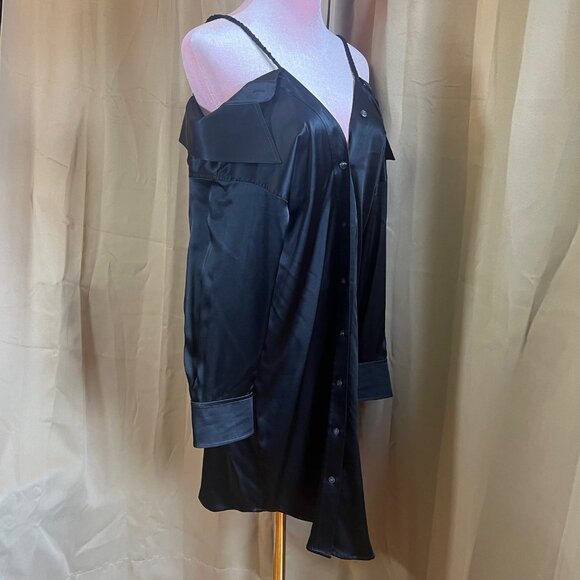 T by Alexander Wang Off the Shoulder Shirt Dress 100% Silk size 4 - Picture 3 of 9